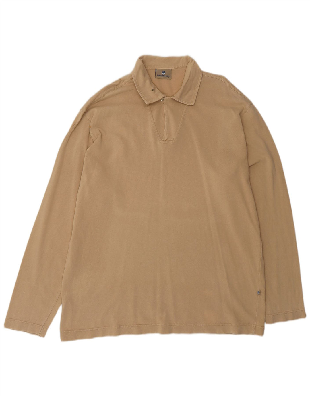 NORTH SAILS Mens Long Sleeve Polo Shirt Large Beige Cotton