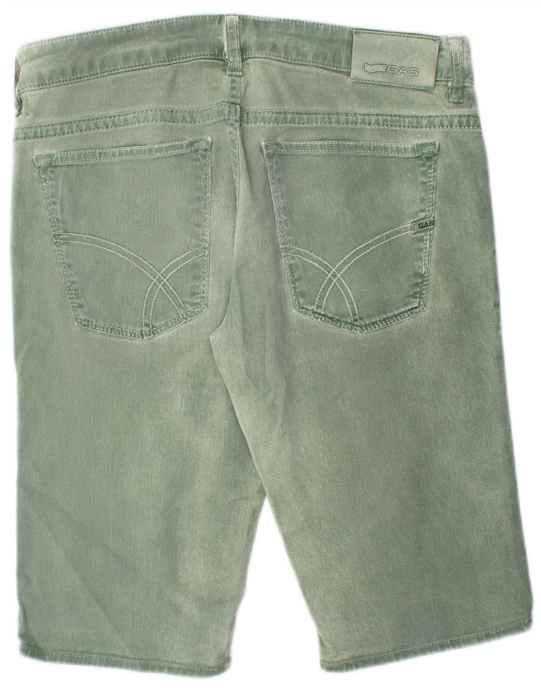 Gas Mens Denim Shorts W32 Medium Green Cotton