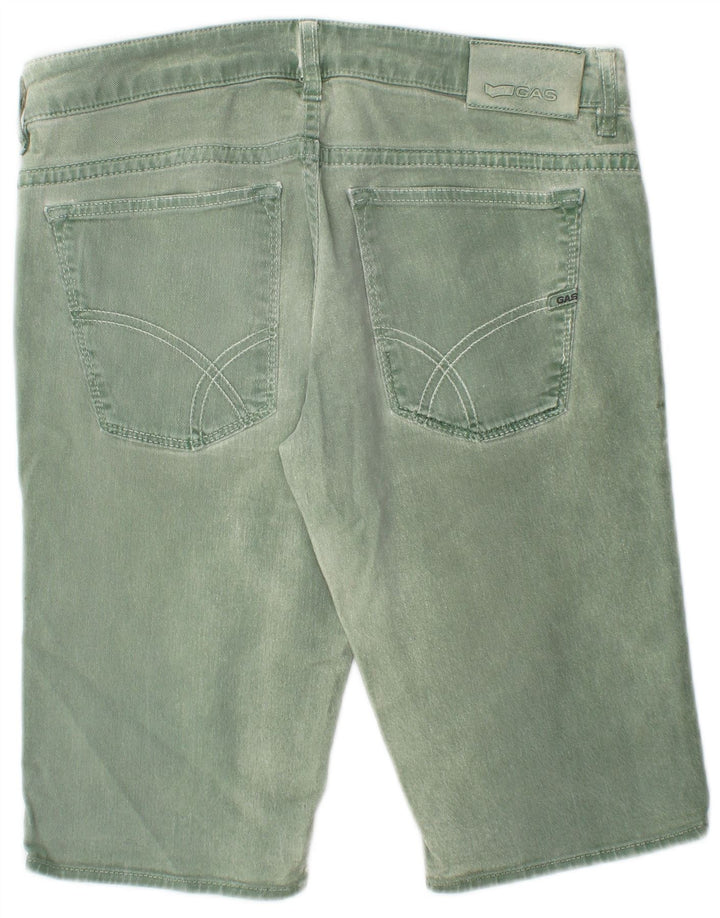 Gas Mens Denim Shorts W32 Medium Green Cotton