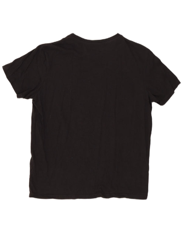 JACK & JONES Mens Graphic T-Shirt Top Medium Black Cotton