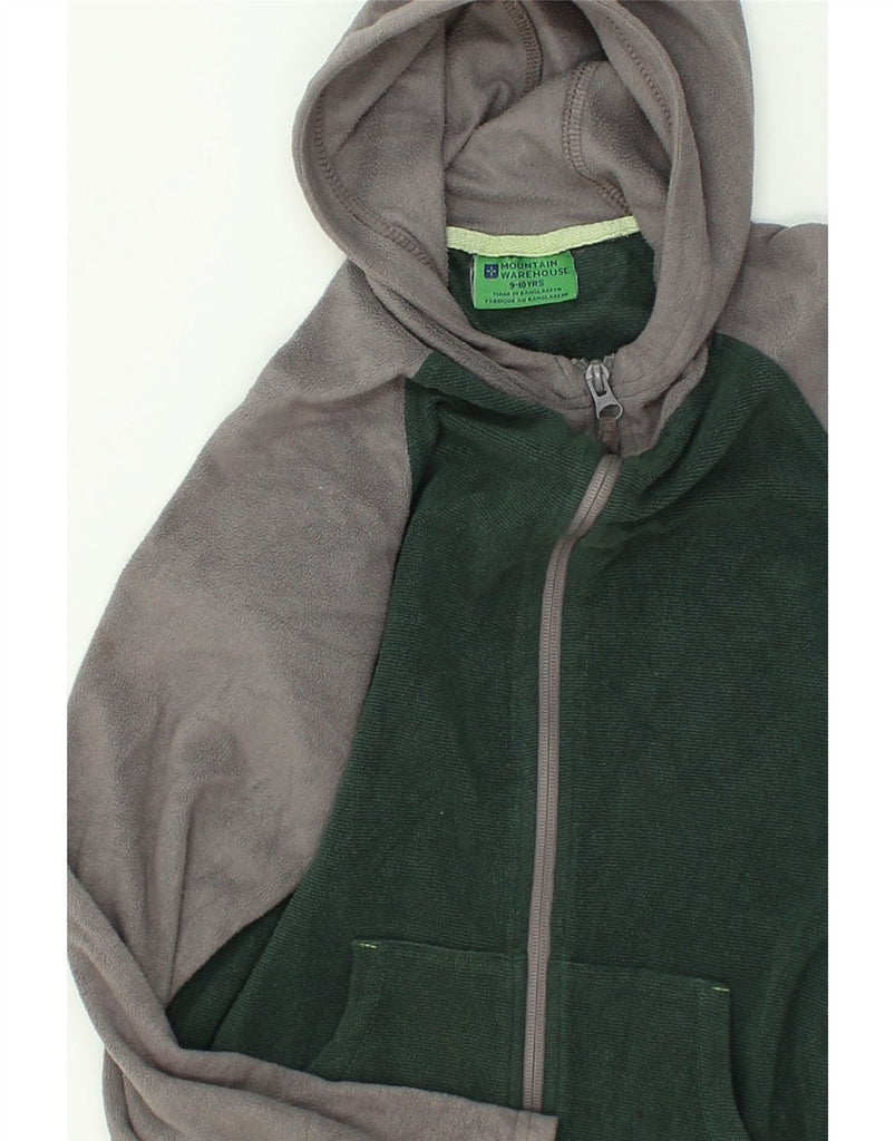 MOUNTAIN WAREHOUSE Girls Hooded Fleece Jacket 9-10 Years Green Colourblock | Vintage Mountain Warehouse | Thrift | Second-Hand Mountain Warehouse | Used Clothing | Messina Hembry 