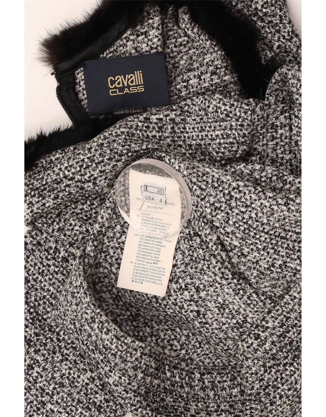 Cavalli Womens Crop 3/4 Sleeve Blouse Top IT 40 Small Black Cotton