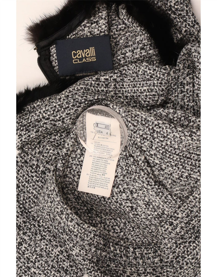 Cavalli Womens Crop 3/4 Sleeve Blouse Top IT 40 Small Black Cotton