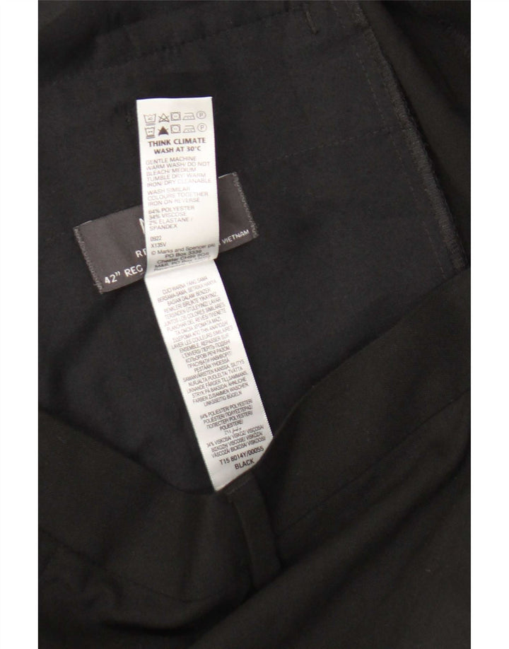 Marks & Spencer Mens Regular Fit Suit Trousers W42 L31 Black Polyester