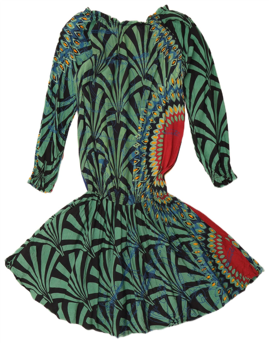 Desigual Womens Graphic Drop Waist Dress EU 38 Medium Multicoloured Floral