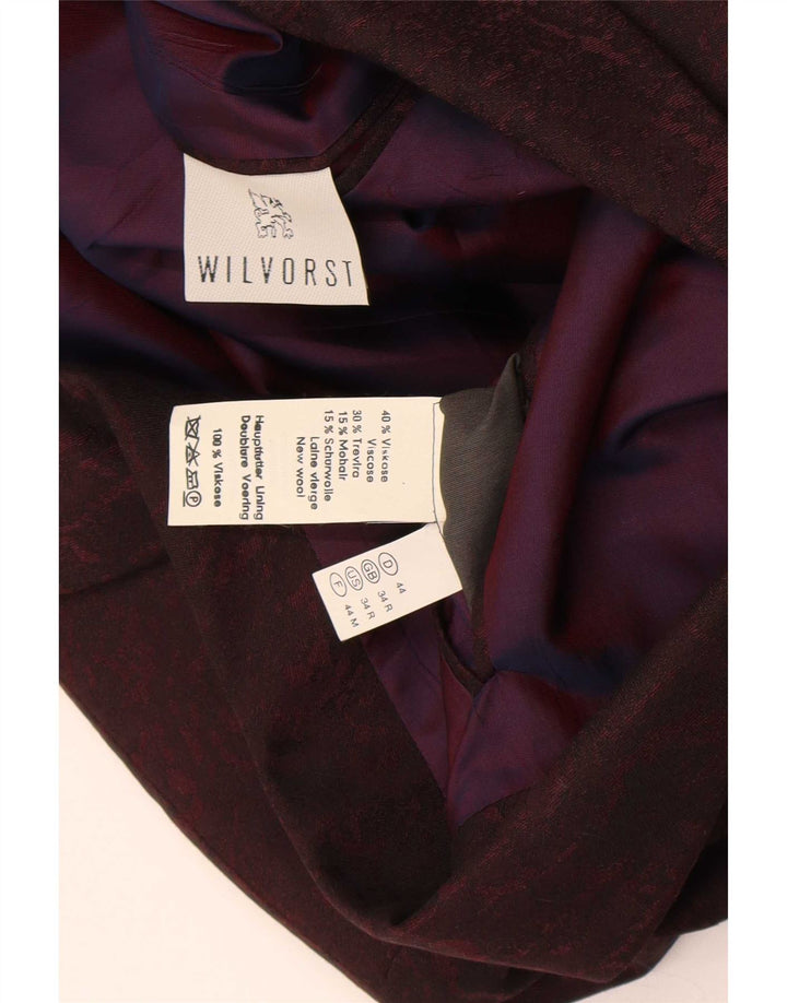 Wilvorst Mens Crop 1 Button Blazer Jacket UK 34 XS Purple Viscose