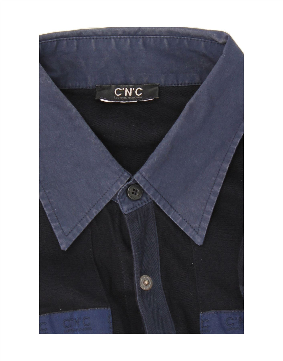 VINTAGE Mens Shirt Large Navy Blue Vintage Vintage and Second-Hand Vintage from Messina Hembry 
