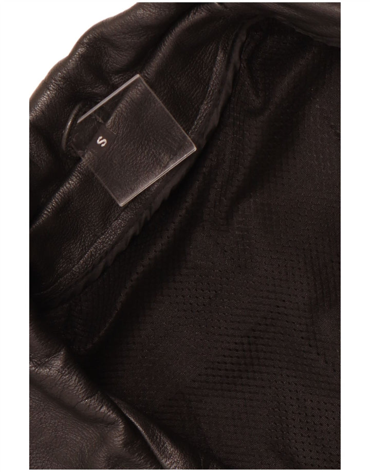 VINTAGE Mens Leather Biker Jacket UK 36 Small Black