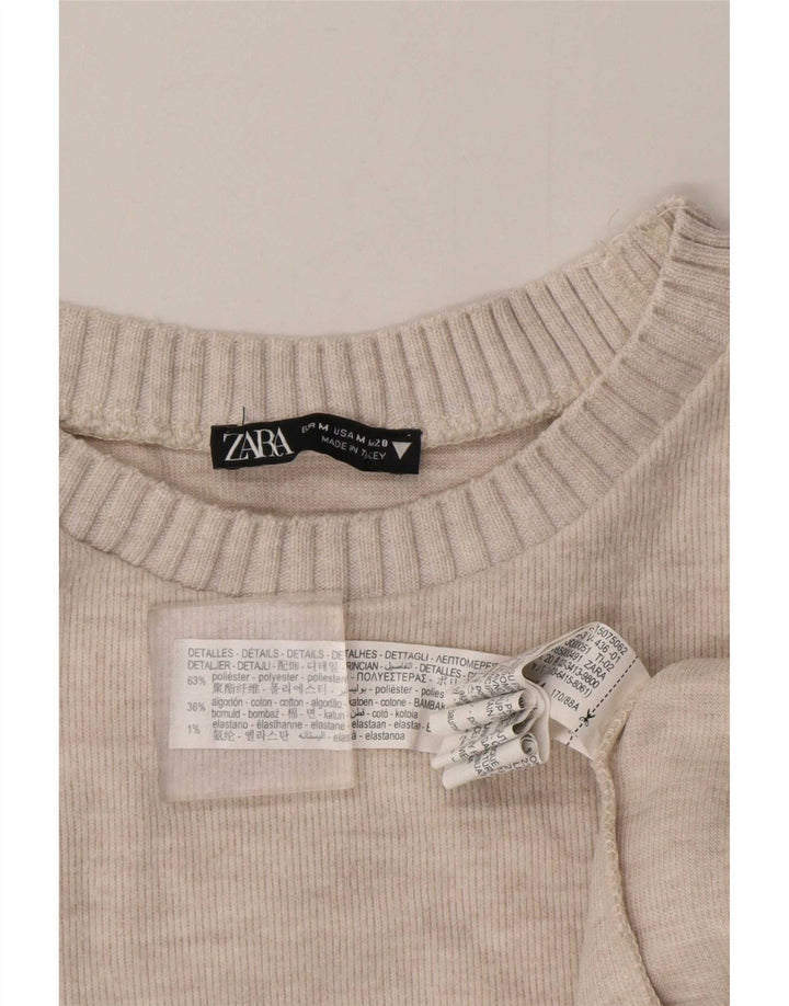 Zara Womens Boat Neck Jumper Sweater UK 14 Medium Grey Polyester