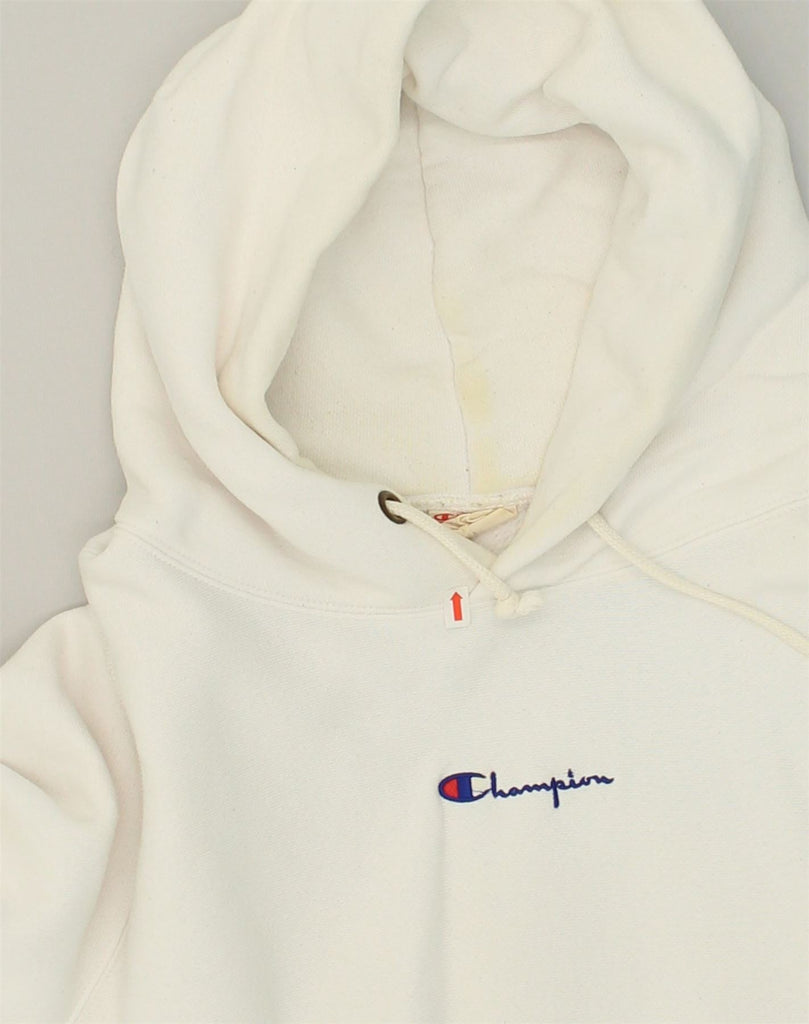 CHAMPION Mens Hoodie Jumper Small White Cotton | Vintage Champion | Thrift | Second-Hand Champion | Used Clothing | Messina Hembry 