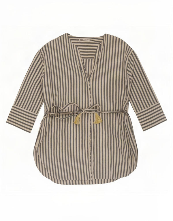 Zara Womens Shirt Blouse UK 20 2XL White Striped