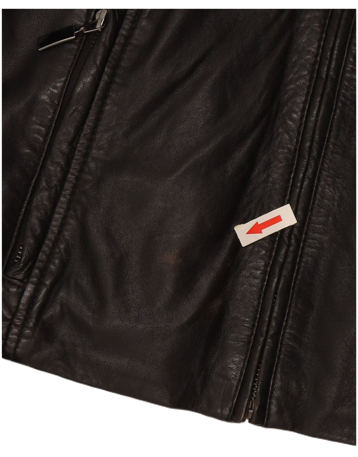 Esprit Womens Leather Jacket UK 14 Large Black Leather