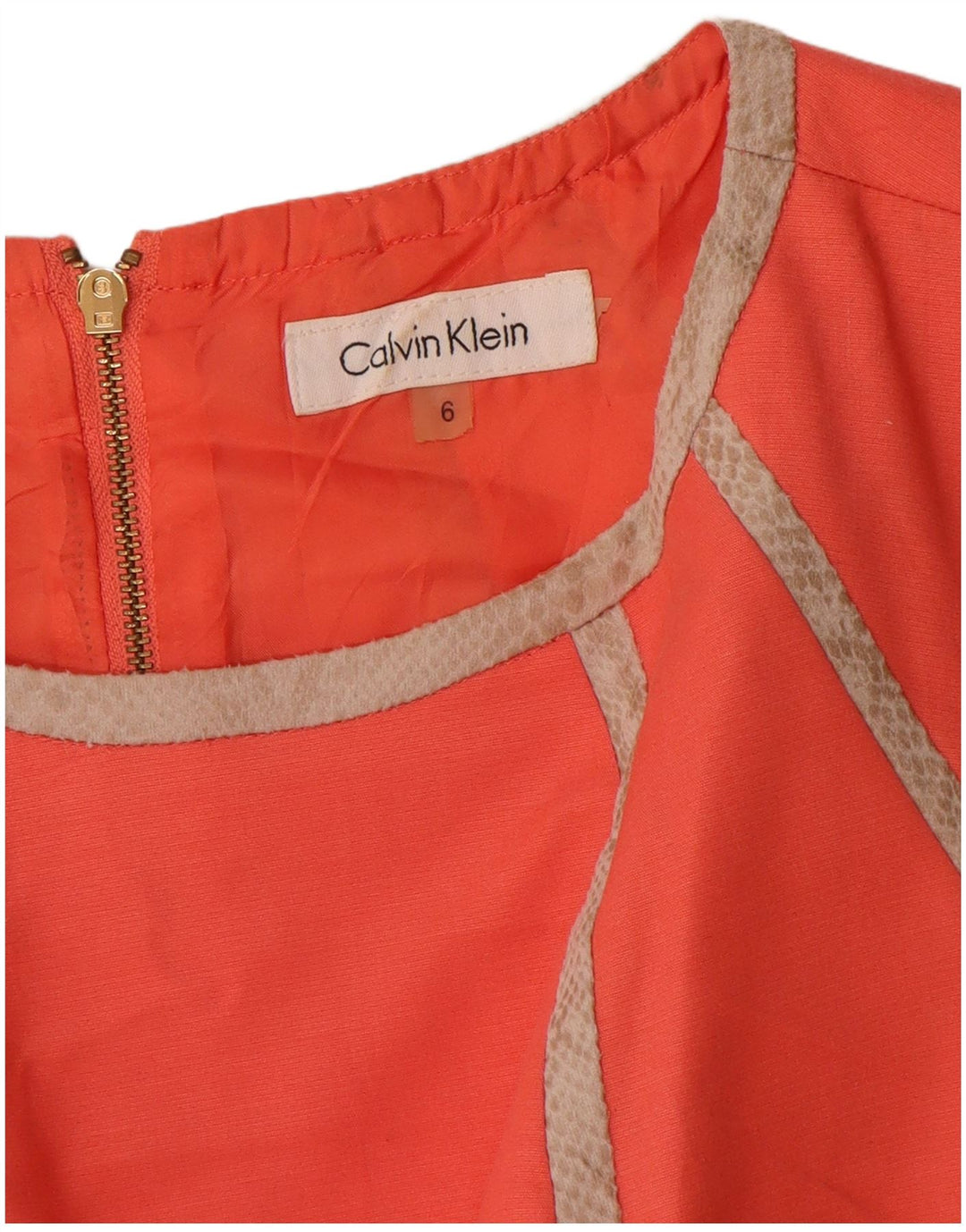 Calvin Klein Womens Sleeveless Sheath Dress US 6 Medium Orange