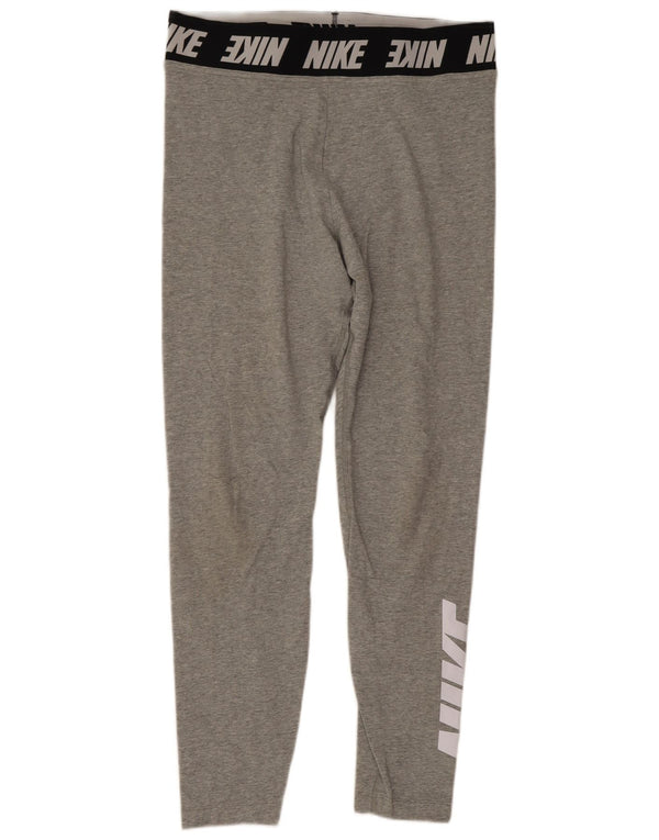Nike Womens Graphic Leggings UK 14 Large Grey Colourblock Cotton