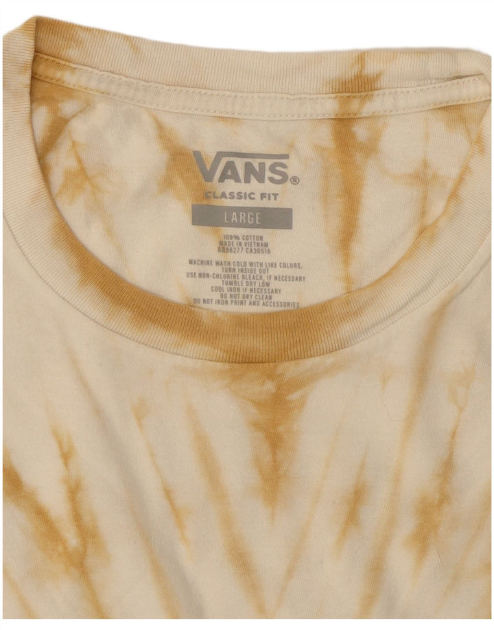VANS Mens Classic Fit Graphic T-Shirt Top Large Beige Tie Dye Cotton