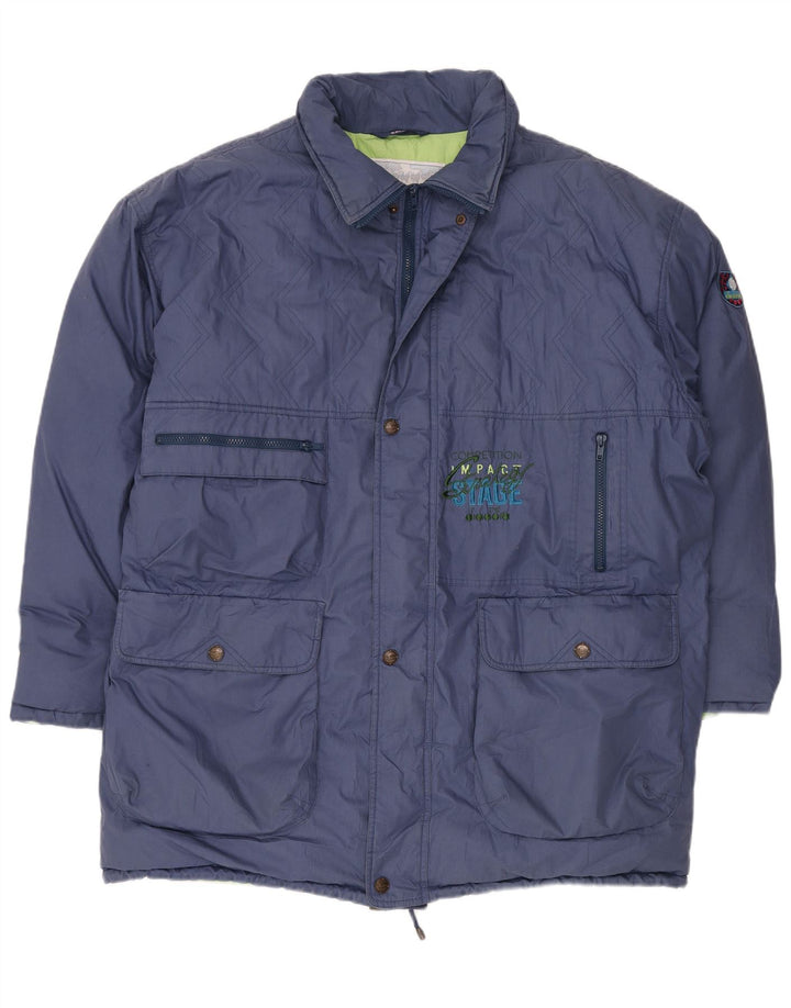 DIADORA Mens Padded Jacket UK 44 2XL Navy Blue Polyester
