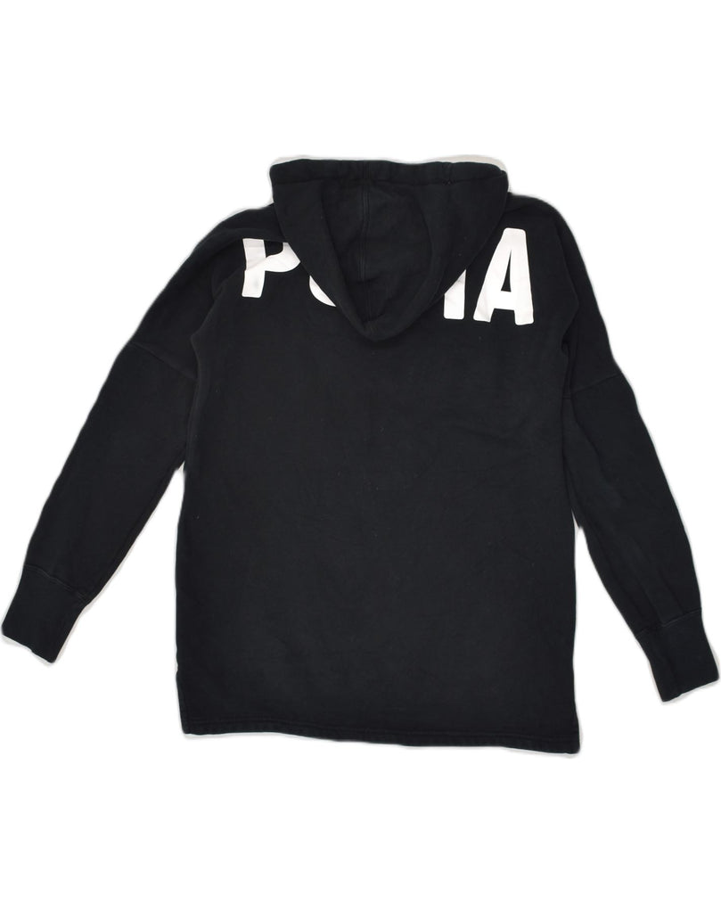 PUMA Womens Graphic Hoodie Jumper UK 8 Small Black Cotton | Vintage Puma | Thrift | Second-Hand Puma | Used Clothing | Messina Hembry 