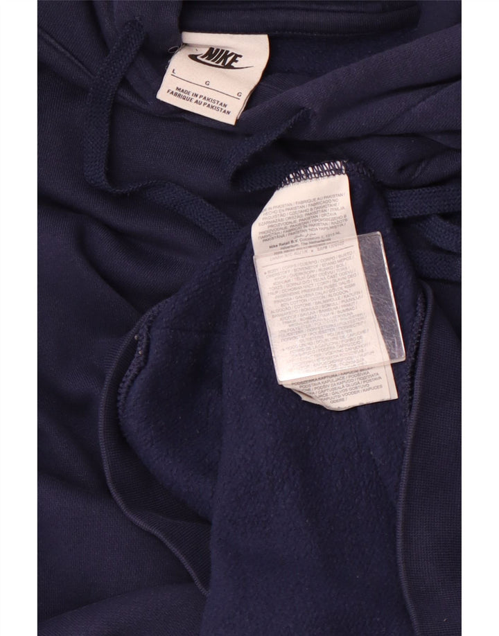 Nike Mens Graphic Hoodie Jumper Large Navy Blue Cotton