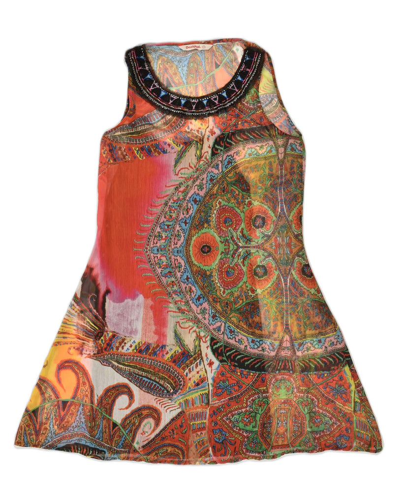 DESIGUAL Womens Sleeveless A-Line Dress IT 36 Small Multicoloured | Vintage Desigual | Thrift | Second-Hand Desigual | Used Clothing | Messina Hembry 