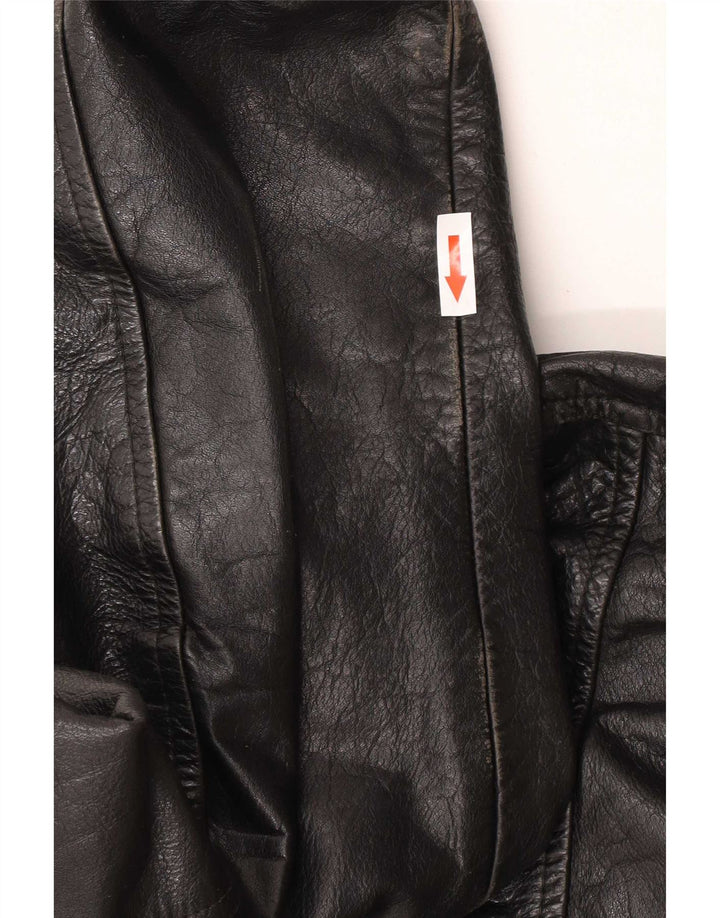 Vintage Mens Leather Military Jacket UK 40 Large Black