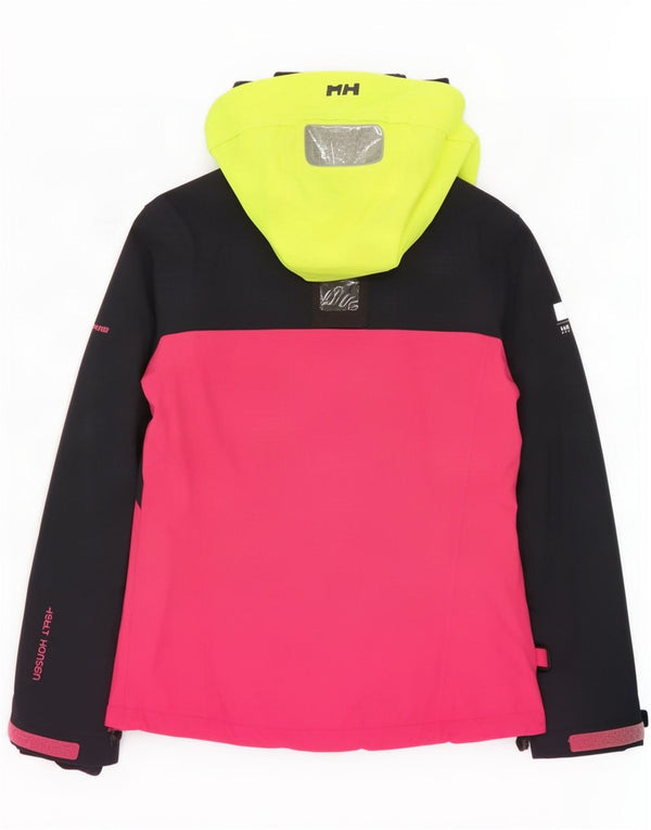 Helly Hansen Womens Hooded Ski Jacket UK 10 Small Navy Blue Colourblock