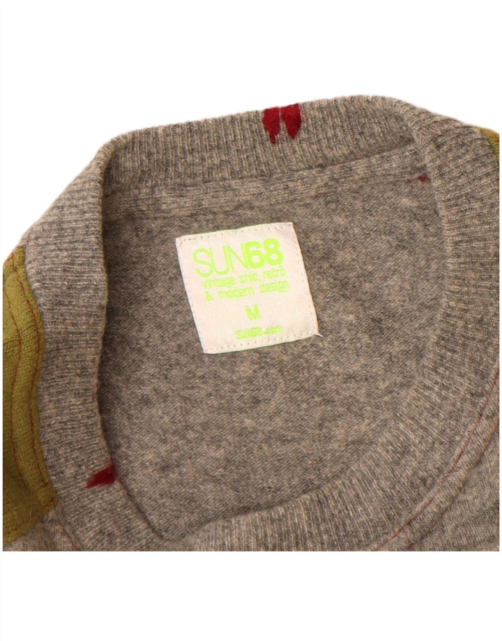Sun68 Womens Boat Neck Jumper Sweater UK 14 Medium Grey Colourblock