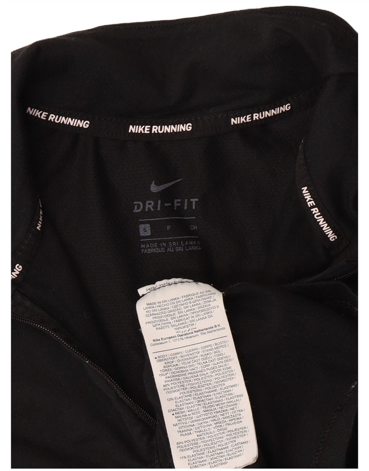 NIKE Womens Dri Fit Zip Neck Pullover Tracksuit Top UK 10 Small Black