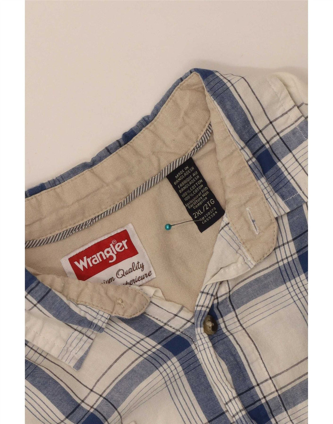 Wrangler Mens Shirt 2XL White Check Cotton