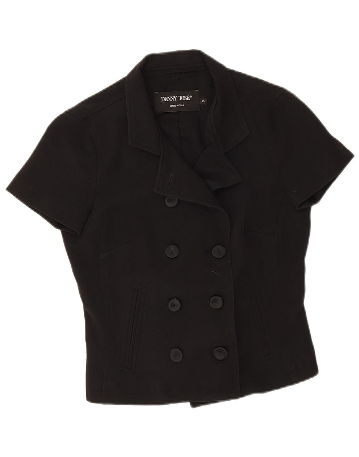 Denny Rose Womens Crop Short Sleeve Blazer Jacket UK 10 Small Black