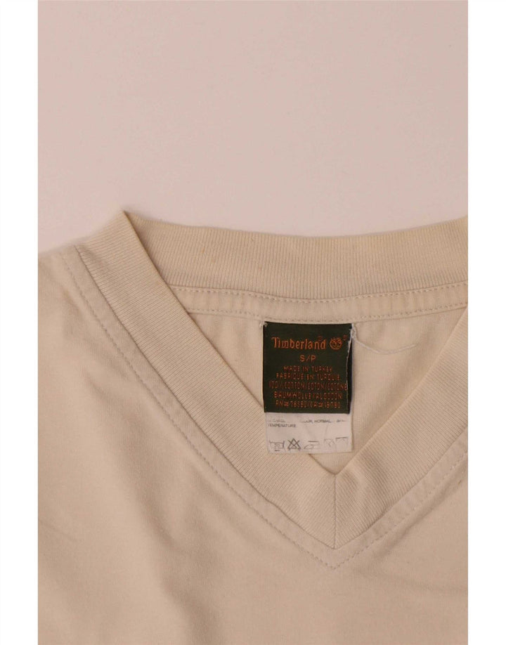 Timberland Mens T-Shirt Top Small Beige Cotton