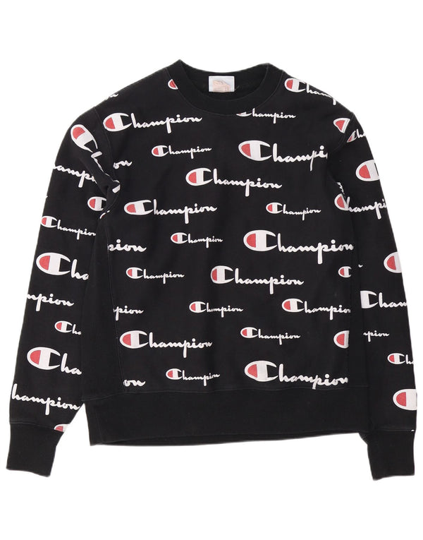Champion Mens Graphic Sweatshirt Jumper Large Black Cotton