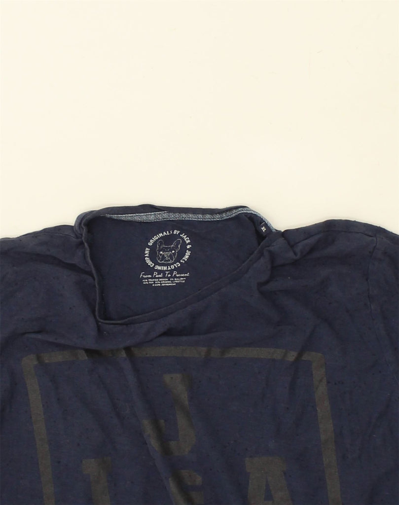 JACK & JONES Mens Graphic T-Shirt Top XL Navy Blue Cotton | Vintage Jack & Jones | Thrift | Second-Hand Jack & Jones | Used Clothing | Messina Hembry 