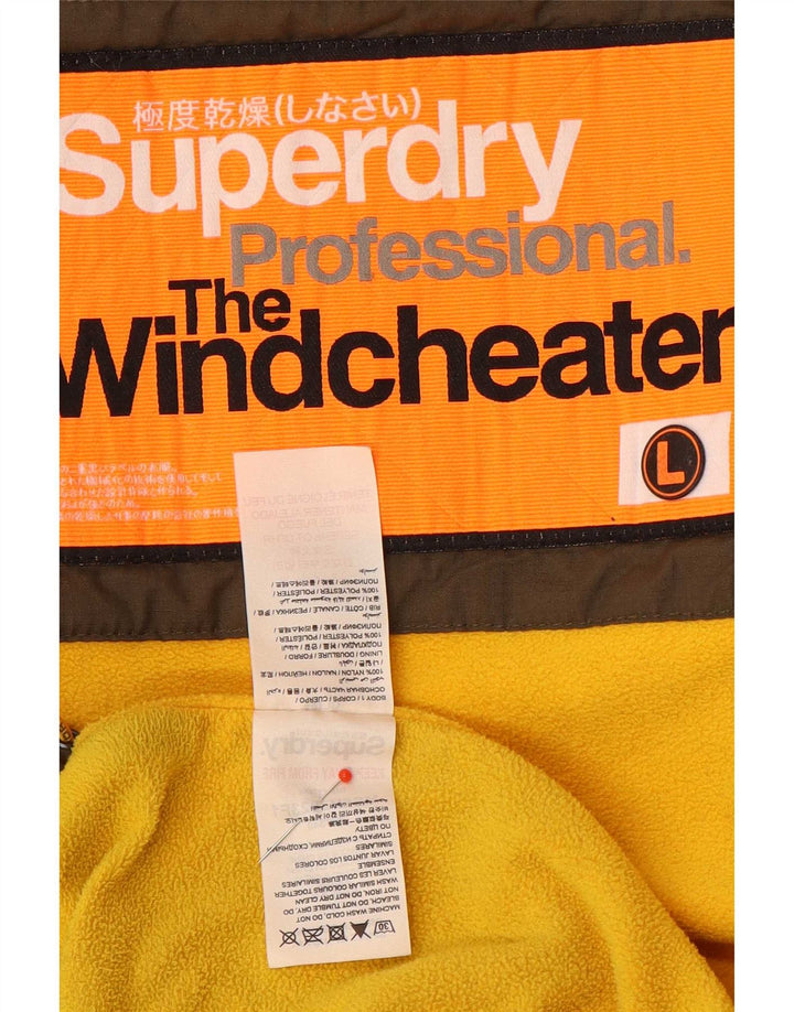 Superdry Womens Graphic Windbreaker Jacket UK 16 Large Brown