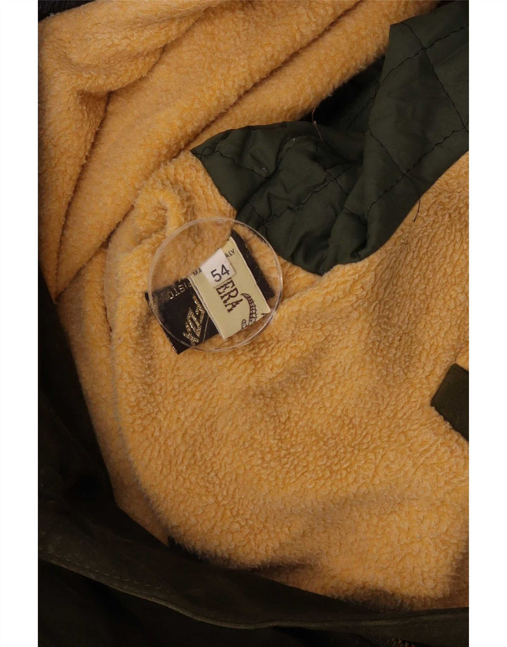 Vintage Mens Suede Jacket IT 54 2XL Khaki Leather