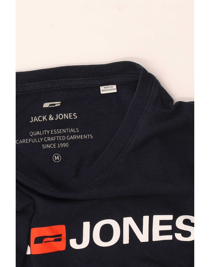 Jack & Jones Mens Graphic T-Shirt Top Medium Navy Blue