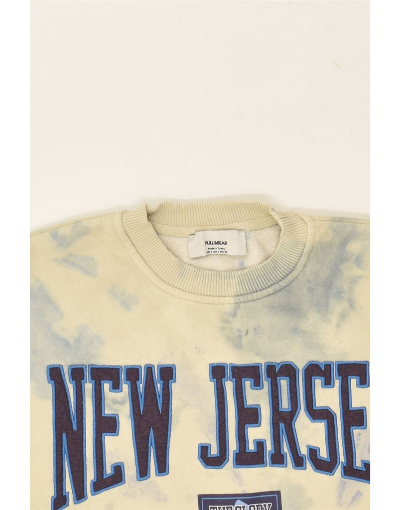 PULL & BEAR Mens Graphic Sweatshirt Jumper Medium Off White Tie Dye Cotton | Vintage Pull & Bear | Thrift | Second-Hand Pull & Bear | Used Clothing | Messina Hembry 
