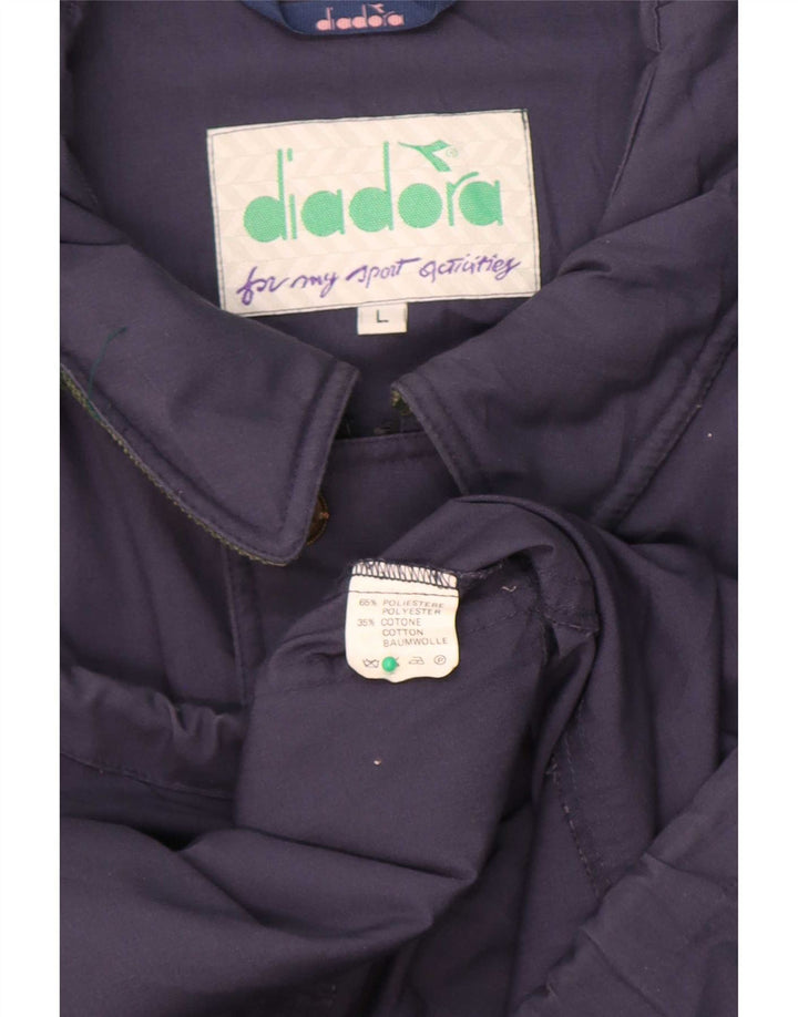 Diadora Mens Windbreaker Jacket UK 40 Large Navy Blue Polyester