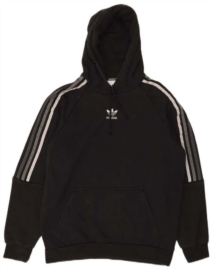 ADIDAS Mens Hoodie Jumper Medium Black Cotton