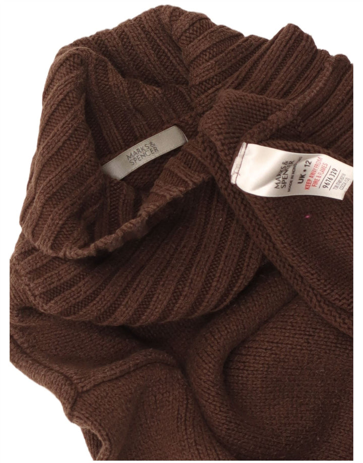 Marks & Spencer Womens Crop Roll Neck Jumper Sweater UK 12 Medium Brown