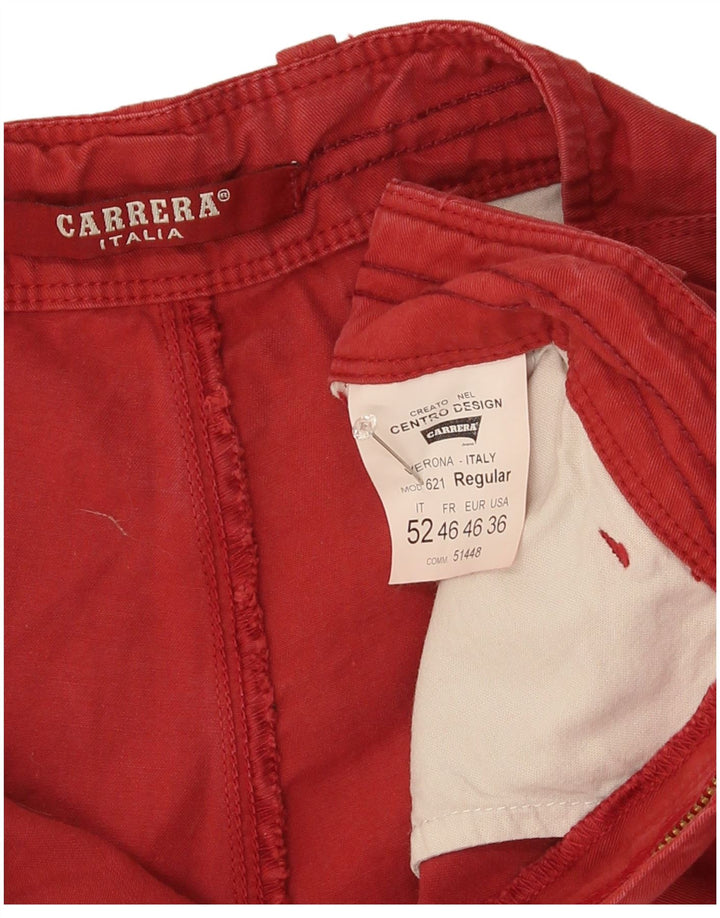 Carrera Mens Chino Shorts IT 52 XL W36  Red Cotton