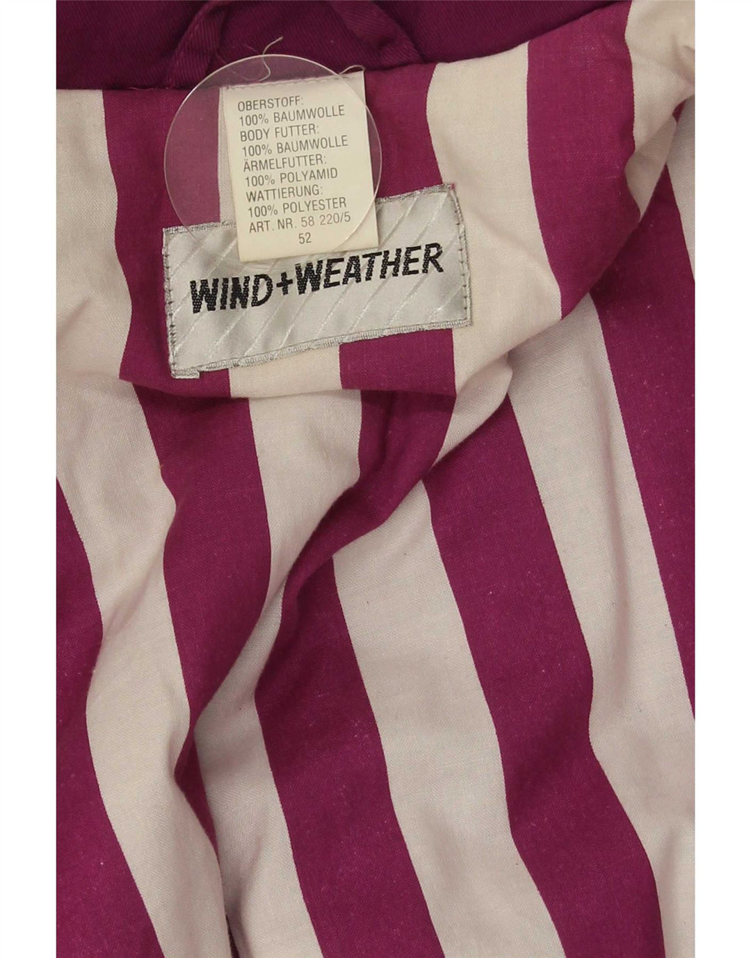 Vintage Womens Windbreaker Coat EU 52 4XL Purple Cotton