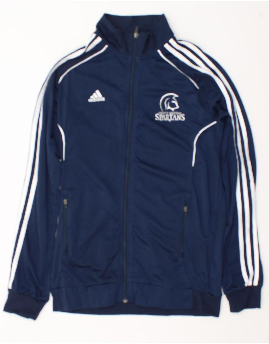 Adidas Mens Spartans Graphic Tracksuit Top Jacket Small Navy Blue Polyester