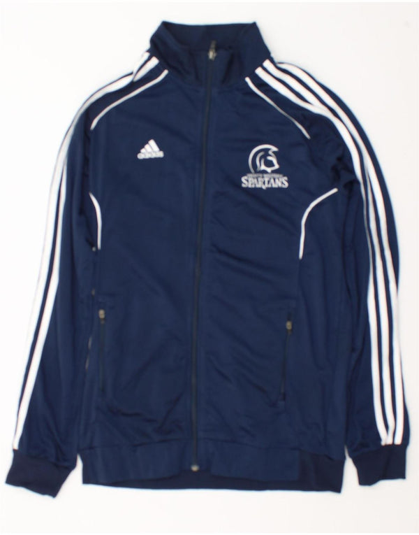 Adidas Mens Spartans Graphic Tracksuit Top Jacket Small Navy Blue Polyester