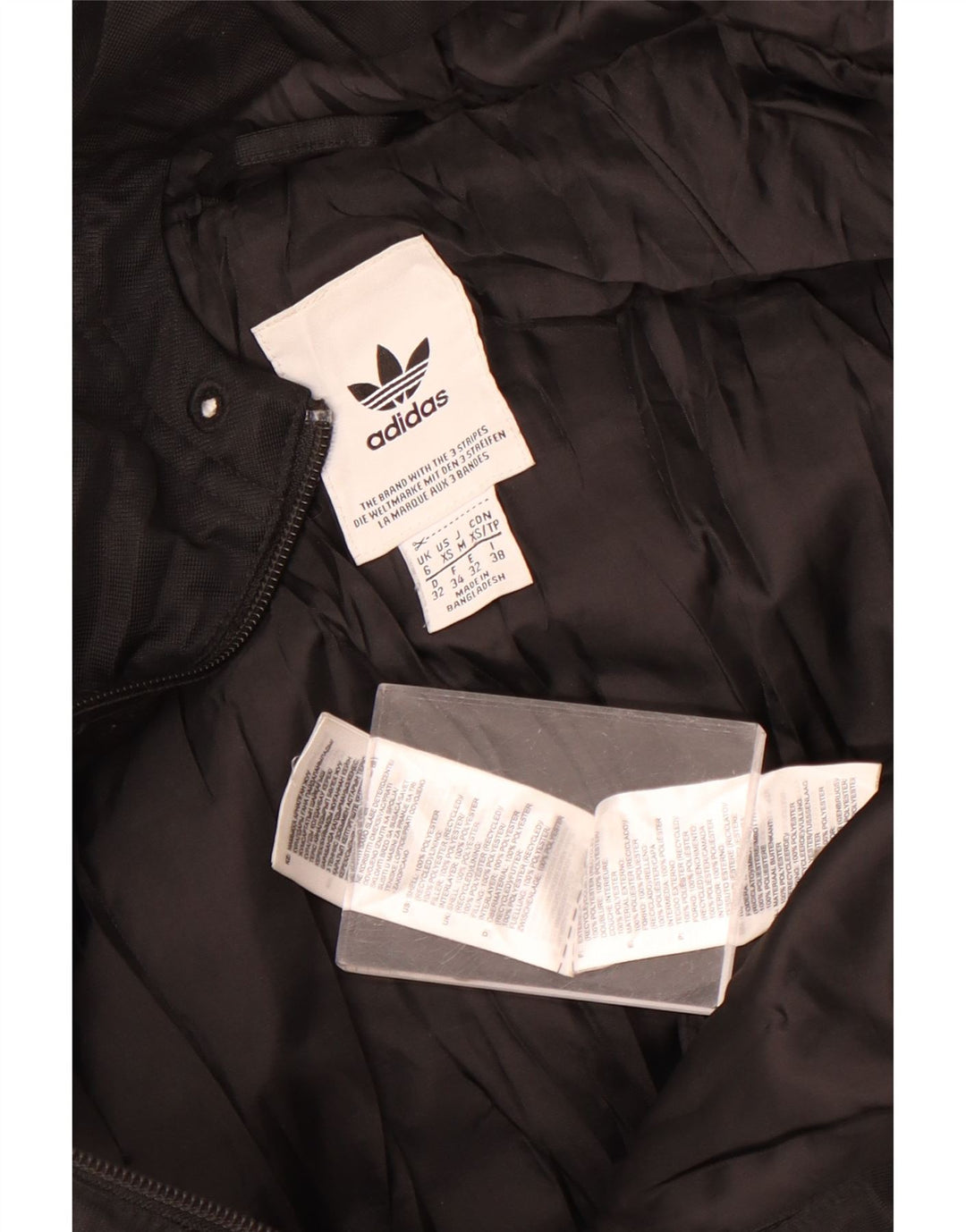 Adidas Womens Hooded Padded Jacket UK 6 XS Black Polyester