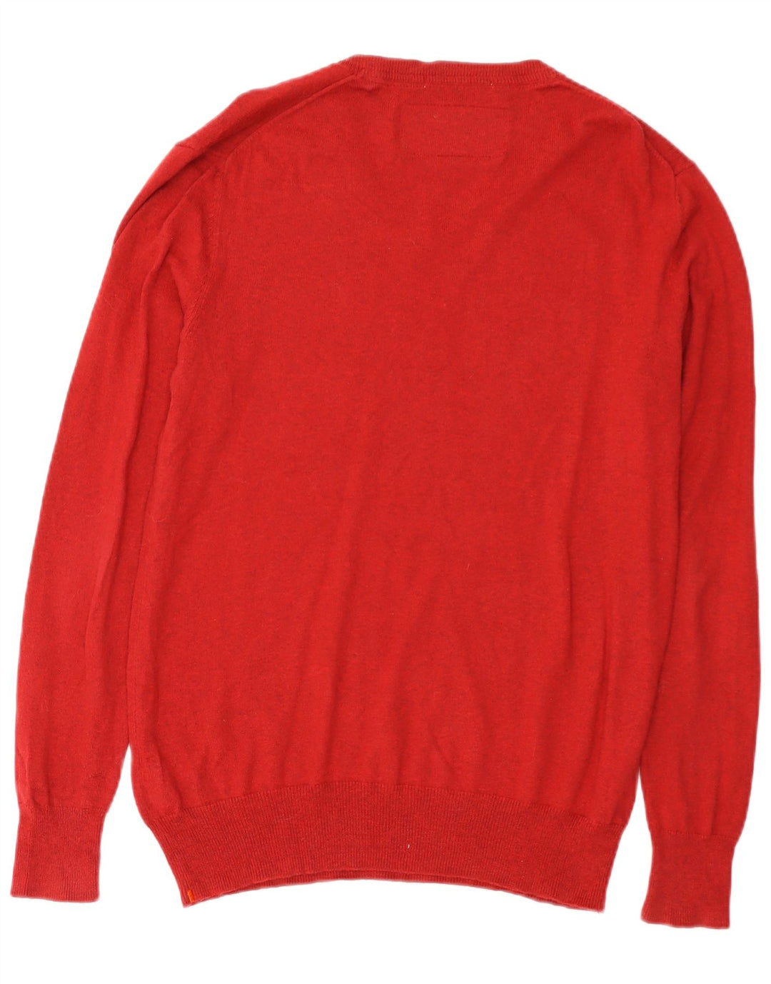 SUPERDRY Mens V-Neck Jumper Sweater Large Red Cotton