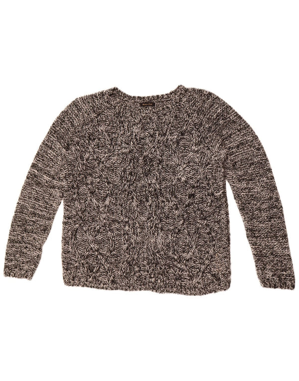 Massimo Dutti Womens Boat Neck Jumper Sweater UK 14 Medium Grey Flecked