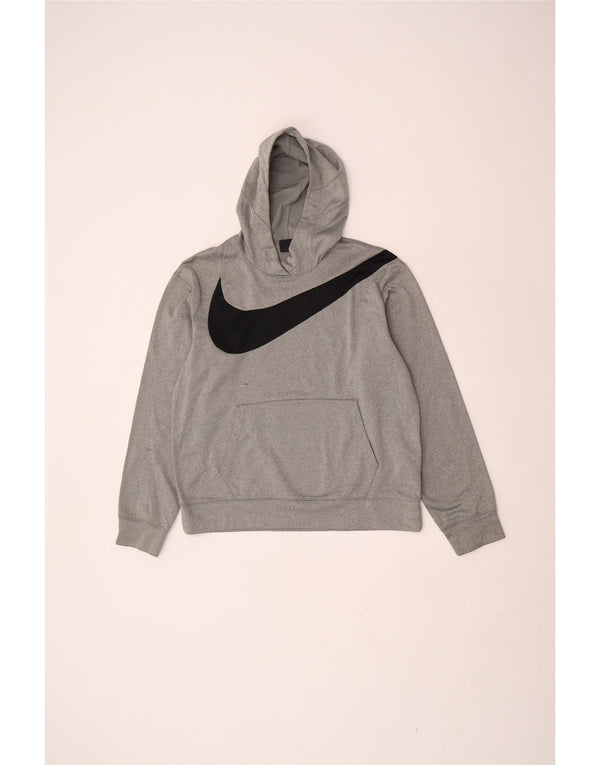 Nike Mens Dri Fit Graphic Hoodie Jumper Medium Grey Flecked Sports