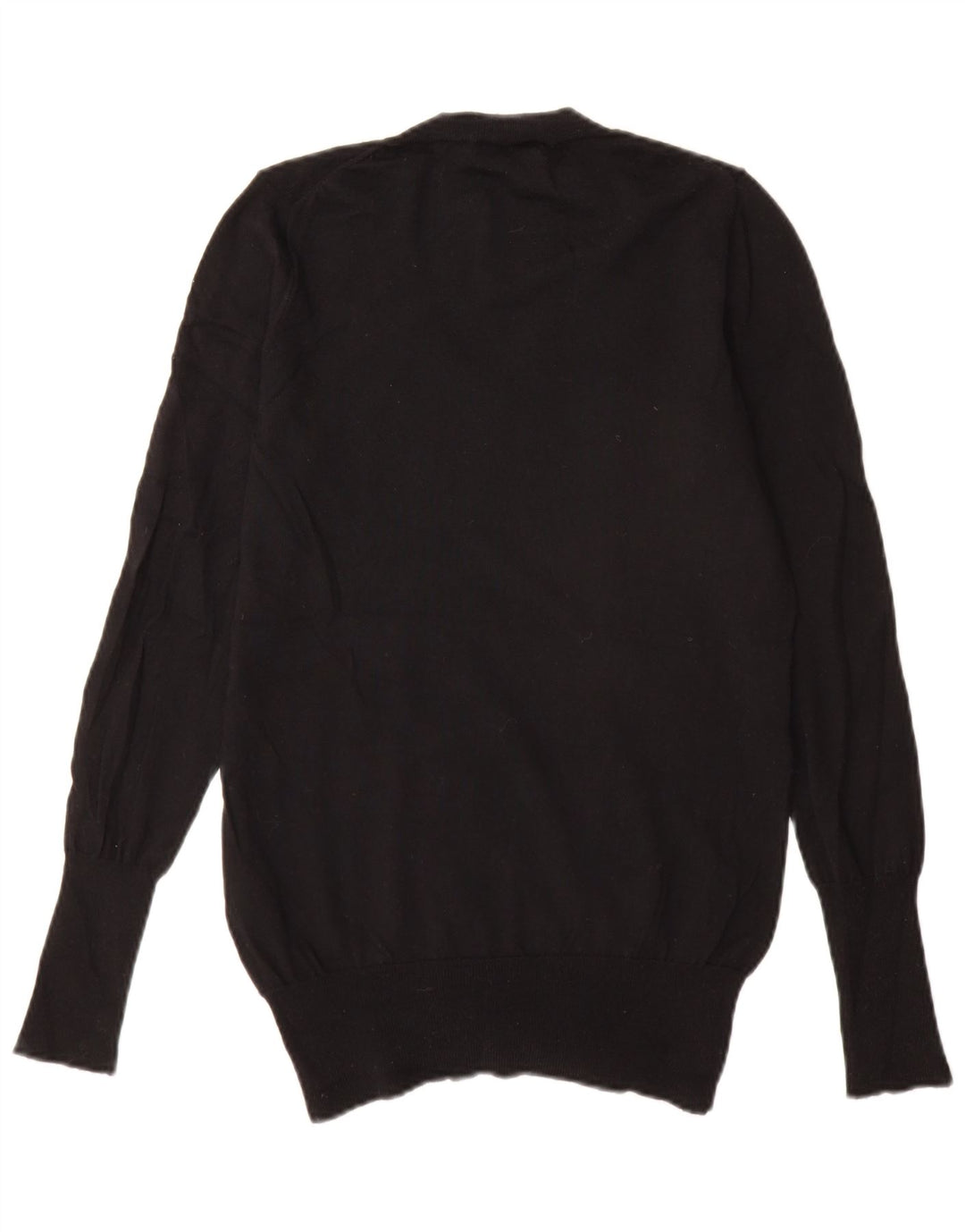 J. Crew Womens V-Neck Jumper Sweater UK 12 Medium Black Merino Wool