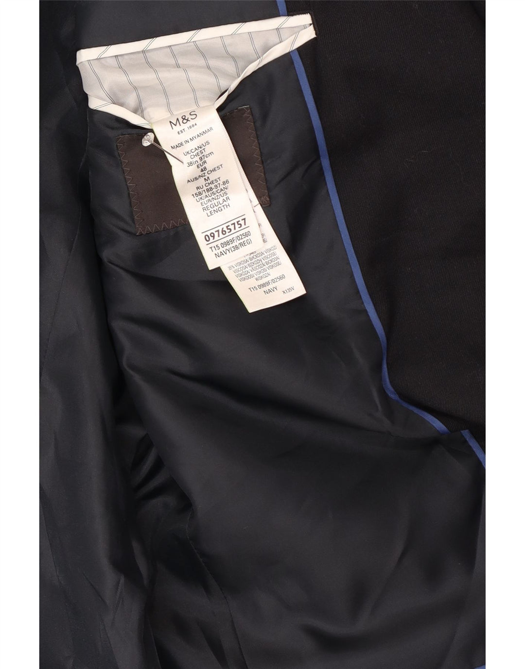 Marks & Spencer Mens 2 Button Blazer Jacket UK 38 Medium Navy Blue