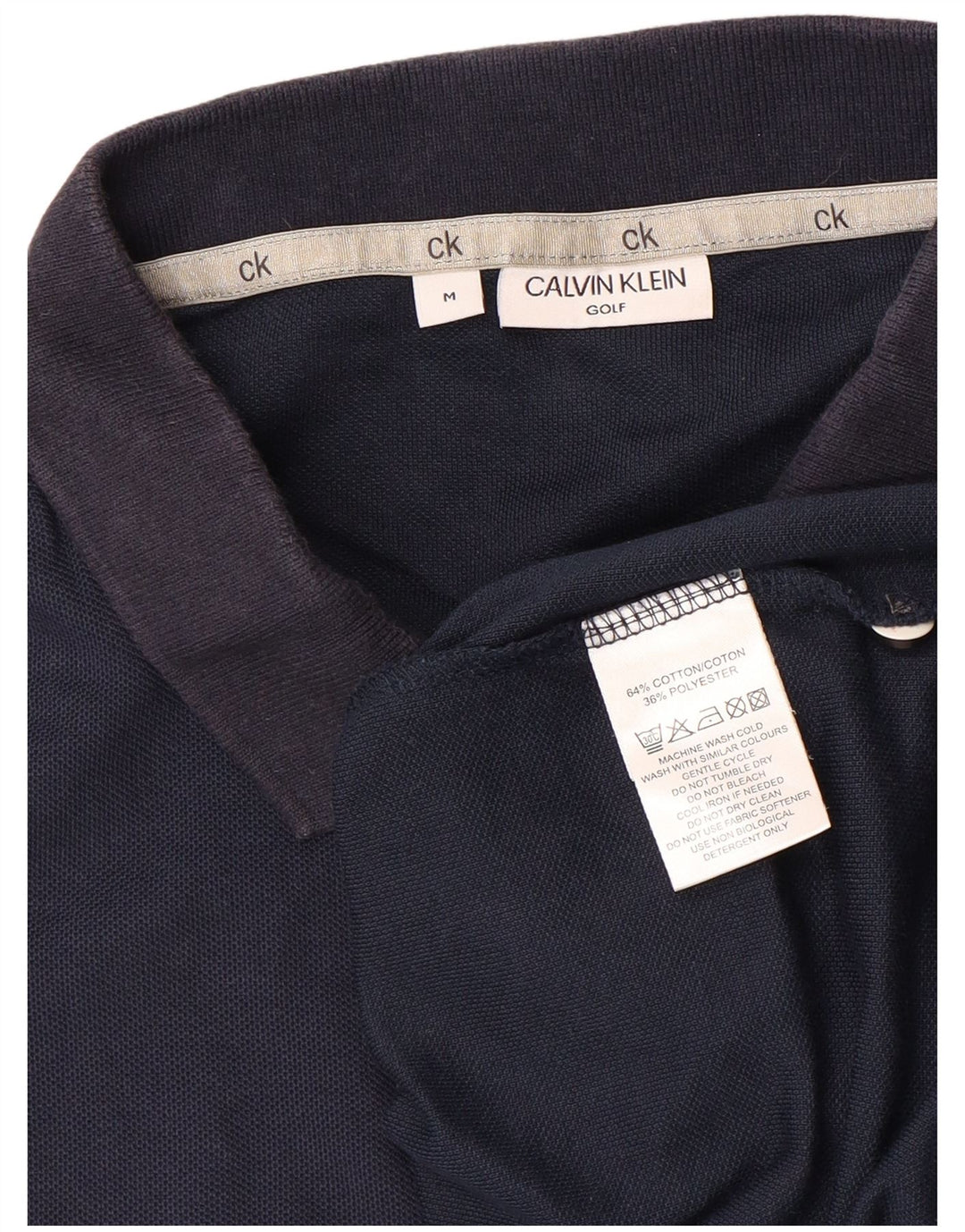 CALVIN KLEIN Mens Polo Shirt Medium Navy Blue Cotton